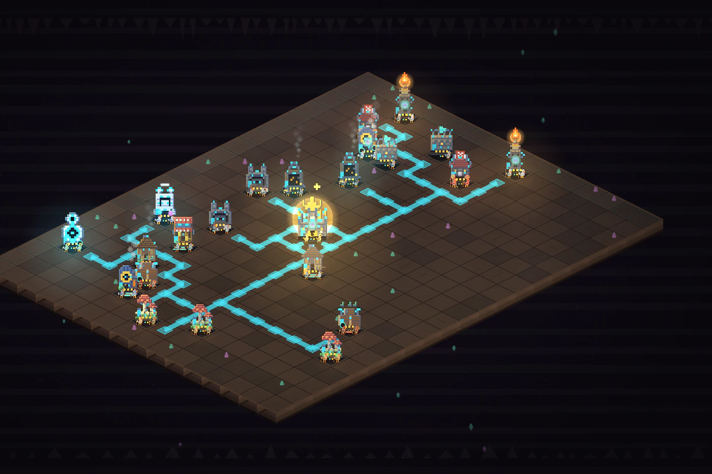 A Fusion Age town glowing around its reactor
