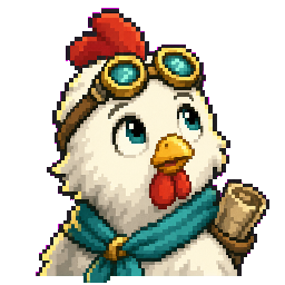 Alex, a dreamy pixel-art chicken